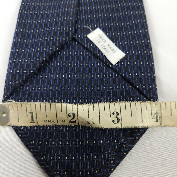 Meeting Street Black Blue Geometric Polka Dot Silk Tie 57.75" x 4" Made In Italy - Picture 6 of 7